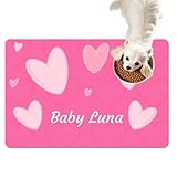 Dog Bowl Mat, Personalized Dog Food Mat for Food and Water,Waterproof and Non-Slip Dog Food Mat for Food and Water, Custom Feeding Mat for Dog Cat with Multiple Design (Rose Pink)