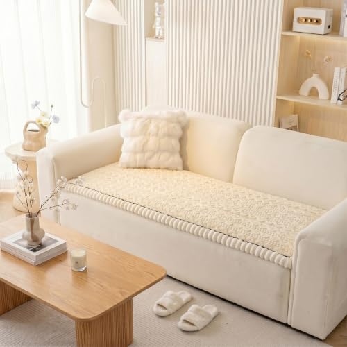 KRFOONN Couch Cover for Dogs Washable Pet Couch Covers for 2 Cushion Sofas Non-Slip Dog Sofa Protectors Cushion Covers Soft Sofa Slipcovers Cushion Protector for Pets Mat (Pattern-Beige, 27.6" x 59") — view 6