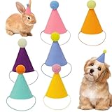 AUCANNIO Mini Partyhüte, 6 Pack Mini Partyhüte für Spielzeugtiere, Wiederverwendbare kleine Happy Birthday Party Hut, Verstellbare Kleine für Stofftiere, Hunde, Katzen, Puppen