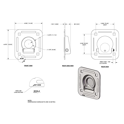 D-Ring Recessed 6,000 Lb. Tie Down And Backing Plate W/2-1/2 Hardware 8-Pack #TOP7