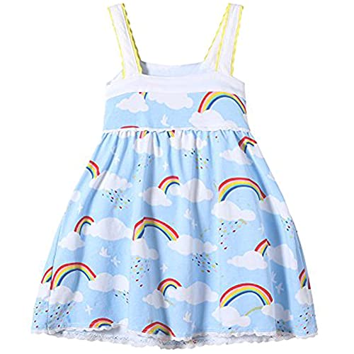 Frogwill Toddler Girls Fifties Summer Tank Dress Blue Rainbow 4T #TOP1
