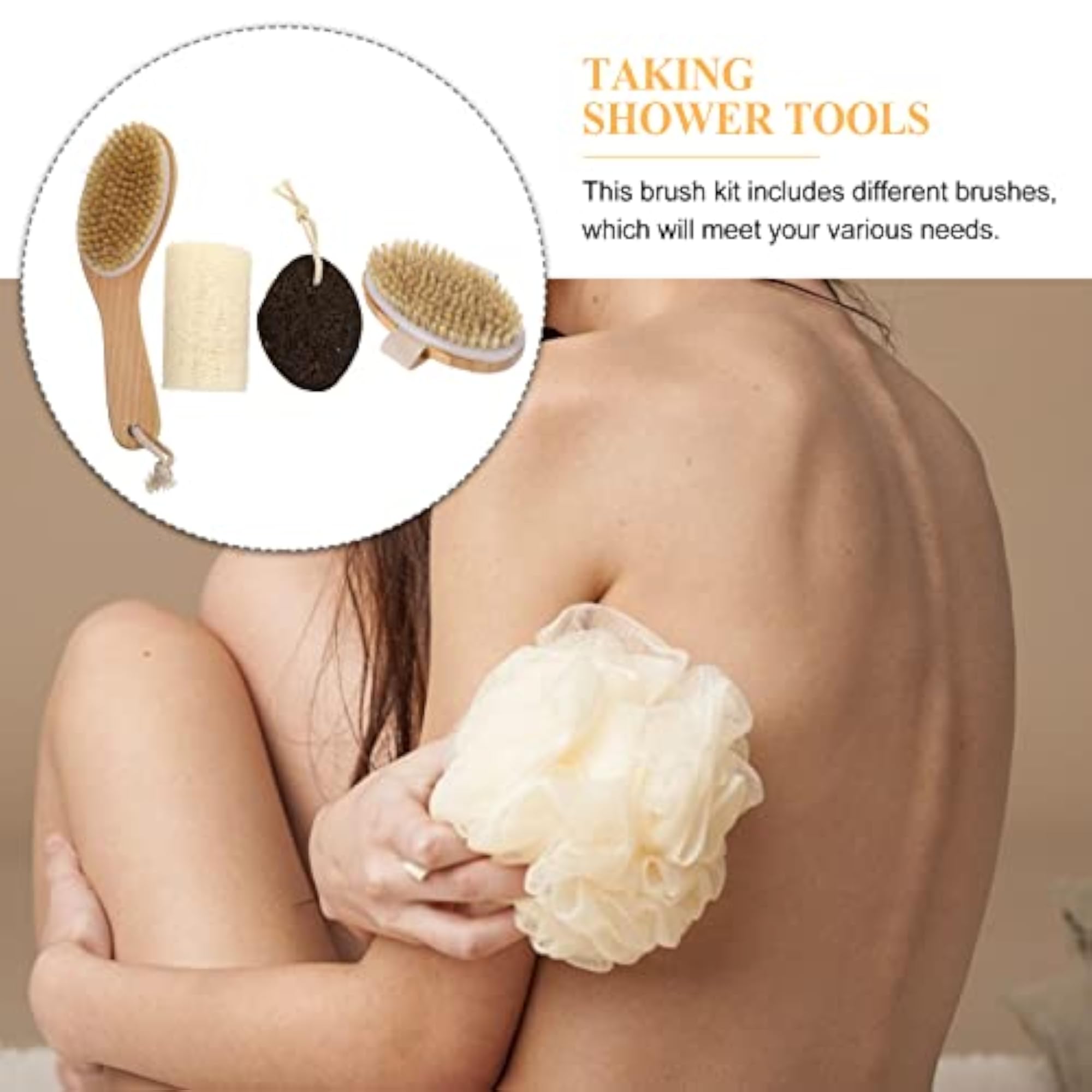 4Pcs Bath Brushes Practical Loofah Brush Kit