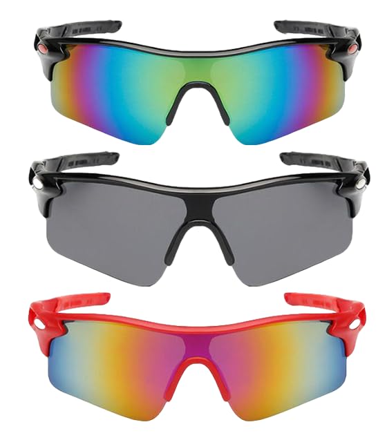 AYNKH 3 PCS Lunettes de Soleil Cyclisme,Lunettes Soleil Course Hommes et Femmes,Lunette Sun Sport,Lunette Sun avec Protection UV400,Goggles de...