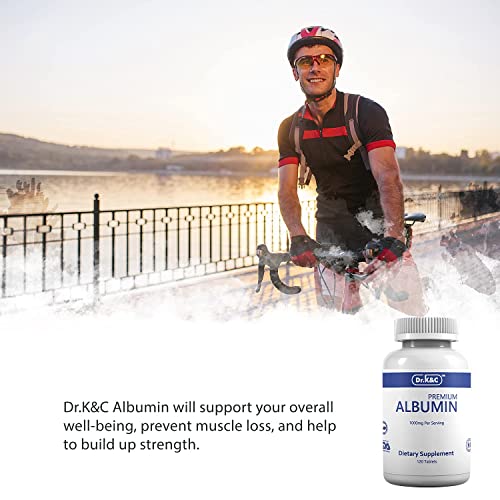 Dr.k&C Premium Albumin Protein Supplement – Extra Strength 1000 Mg 120 Tablets Healthy Kidney Liver Promote General Wellness Energy Support Life Balance #TOP3