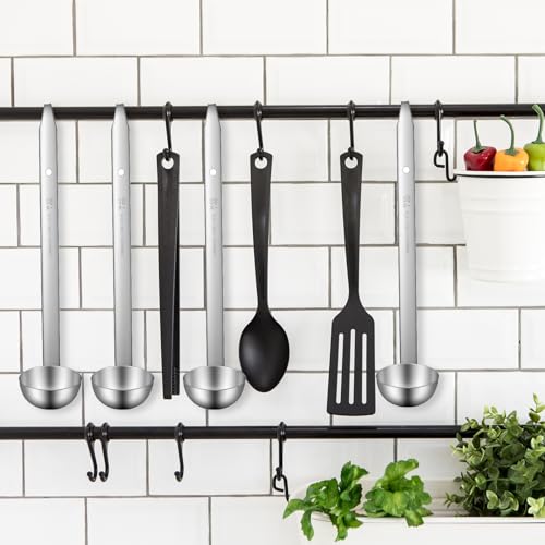 IANFAN 10 Pieces Stainless Steel Soup Ladle, Sturdy Soup Ladle with Long Handles Portion Control Serving Spoons Cooking Serving Ladles for Cooking Stirring Sauce Kitchen Home Accessories(1 oz)