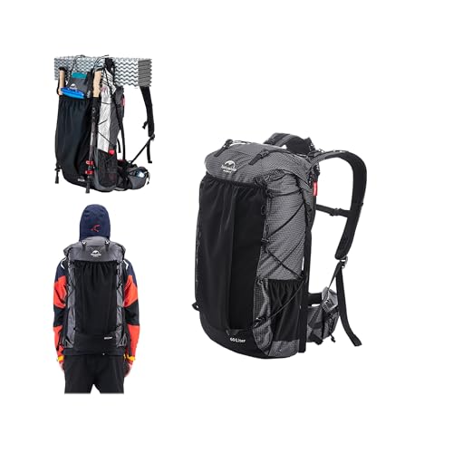 Naturehike Rock-40L/60L+5L Internal Frame Hiking backpacking backpack, Camping Waterproof Bag, Ultralight Outdoor Daypack with Rain Cover for Hiking, Backpacking,Camping Survival(60+5L(updated))