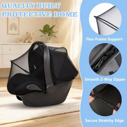 Sysmie Mosquito Net for Baby Car Seat and Doona Stroller, Universal Fit — 사진 3