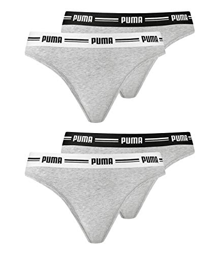PUMA Ladies Iconic Thongs Thong 603034001 4er Pack - 328 Grey/Grey, S
