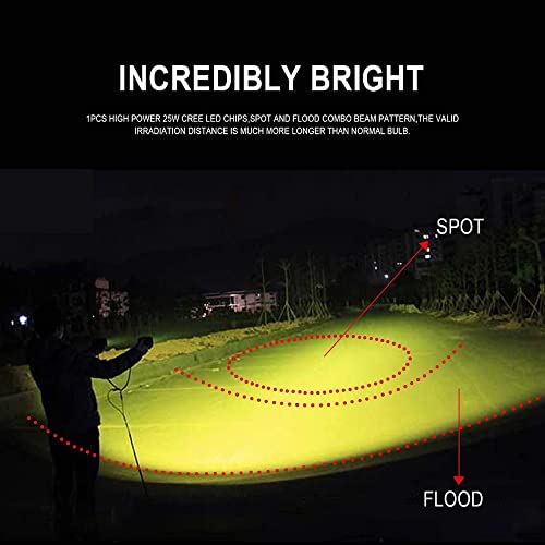 25W LED motocicleta Spot Light 5500K Farol Luzes de Condução Luz de Nevoeiro 12V 24V para Moto Trato