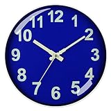 BECANOE Wall Clocks Night Light Function 12 Inch Non-Ticking Silent Quartz Decorative Clock Arabic N
