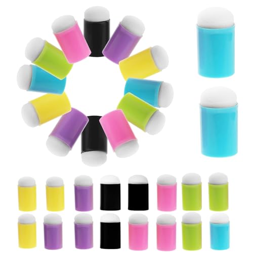 Xinghonyac 30 Pcs Finger Sponge Daubers, Finger Painting Sponge, Round Sponge Brushes, Finger Paint Doodle Sponge for Handmade DIY, Painting Production, Hand-Painted Handbook