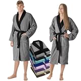 LEBENGOOD Peignoir de bain pour homme et femme 100% coton éponge américain doux absorbant unisexe peignoir douche serviette Certifié OEKO TEX XL ACIER
