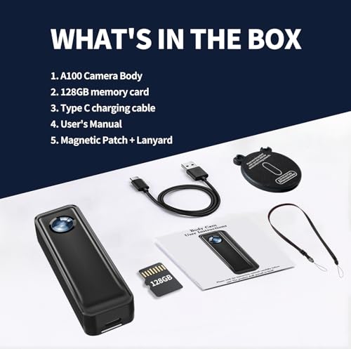 HJBDGS Body Camera 128GB, 4K 30FPS Action Camcorder, Hands Free Sports Camera with Magnetic Back Clip, Mini Body Cam POV Records with Audio and Video Recording for Traveling Cycling Vlogging by HJBDGS - Image 7