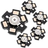 LEDGUHON 5Pcs 940nm 3W IR High Power LED Chip Infrared Emitting Illuminator with Aluminum Plate 20mm Star PCB Base Heat Sink for Infrared Transmitter (IR 940-945nm,DC 1.4-1.8V,1500mA,42mil chip)