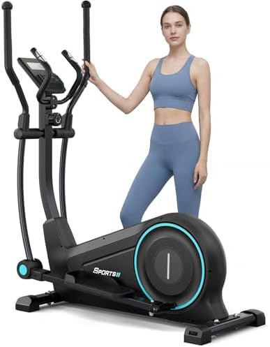 Dripex Crosstrainer für Zuhause, Magnetischer Ellipsentrainer mit 8 kg Schwungrad, leiser und laufruhiger Ellipsentrainer für Zuhause, 16 Widerstandsstufen, 38 cm Schrittlänge, LCD