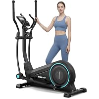 Dripex Cross Trainer, Ultra Quiet Magnetic Elliptical Machine For Home, 38CM Stride Elliptical Cross Trainer w/ 16 Levels Resistance, 8KG Flywheel, LCD Monitor, Pulse Sensors, Device Holder (Blue)