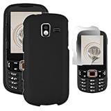 MINITURTLE, 3 in 1 Slim Fit Rubber Feel 2 Piece Snap On Hard Phone Case Cover and Clear Screen Protector Film for Samsung Intensity 3 III SCH-U485 /Verizon (Black)