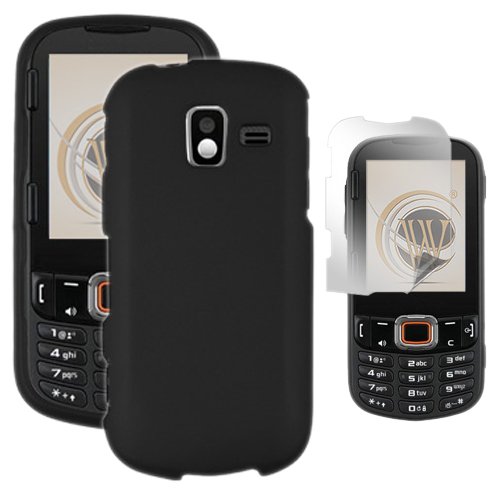 MINITURTLE, 3 in 1 Slim Fit Rubber Feel 2 Piece Snap On Hard Phone Case Cover and Clear Screen Protector Film for Samsung Intensity 3 III SCH-U485 /Verizon (Black) MINITURTLE, 3 in 1 Slim Fit Rubber Feel 2 Piece Snap On Hard Phone Case Cover and Clear Screen Protector Film for Samsung Intensity 3 III SCH-U485 /Verizon (Black)