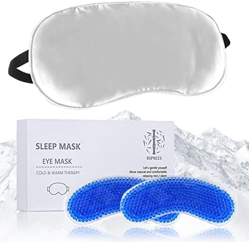 ASPACES Cooling Eye Mask, Cold Compress Eye Mask with 2 Reusable Gel Bead Packs, Gel Eye Mask for Sleeping, Headaches, Dark Circles, Eye Bags, Dry Eyes, Migraines, Puffiness, Nap(Pearl Gray)