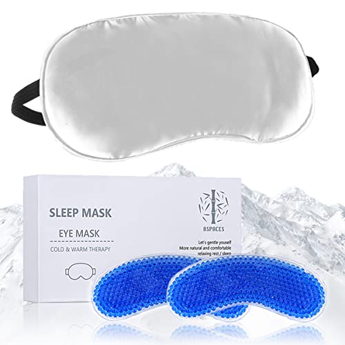 Aspaces Cooling Eye Mask, Cold Compress Eye Mask With 2 Reusable Gel Bead Packs, Gel Eye Mask For Sleeping, Headaches, Dark Circles, Eye Bags, Dry Eyes, Migraines, Puffiness, Nap(Pearl Gray) #TOP26