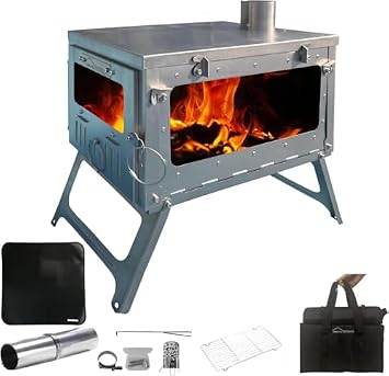 DANCHEL OUTDOOR TSG PLUS Portable TA1 Titanium Hot Tent Wood Stove with Fireproof Stove Pad