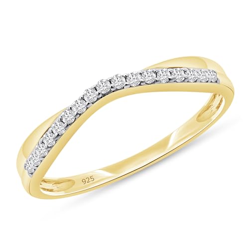 Twisted Contour Enhancer Wedding Band Ring for Women MOI 0.10 CT in 925Y,6 by Wishrocks - Used condition - US$47.16