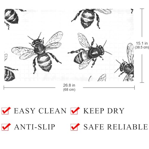 Alfombrilla de baño Art Mini Bee pintada a mano y extralarga 5