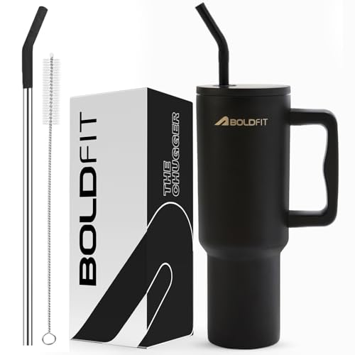 Boldfit Chugger Tumbler Bottle Water Bottle with Straw & Lid 1.2L Stainless Steel Double Insulated Tumblers for Hot & Cold Drink 100% Leakproof Tumbler with Handle & Reusable Straw Sipper Brush 1200ml