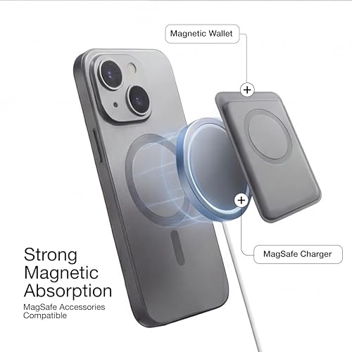 Image of amazon basics Premium Mag-Safe Case for iPhone 13 | Shockproof & Anti-Scratch Cover | Soft Silicone with Wireless Charging | Camera Lens Guard - Gray