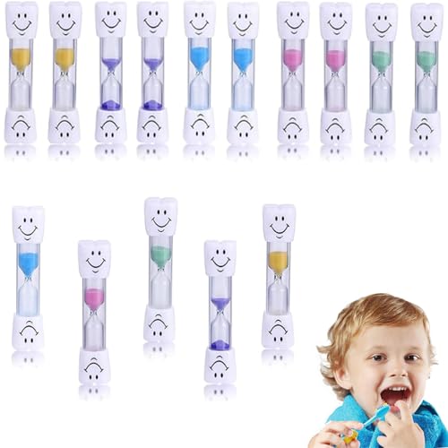 Yuiturt Lot de 10 sabliers pour enfants, minuteur de 3 minutes pour se brosser les dents, sablier Smiley pour enfants, sablier coloré pour salle de classe, maison et bureau, horloge de compte à