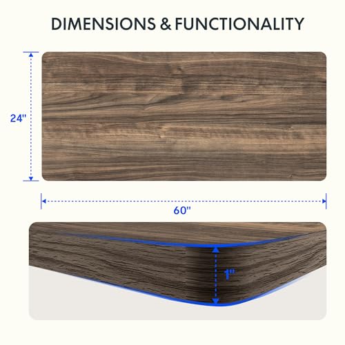 Image of FLEXISPOT 60 inchx24 inch Electric Standing Desk, Black Walnut | One-Piece Desktop, 1 inch Thick Top, Height Adjustable, Stable Steel Frame, Home Office & Multi-Monitor Setup