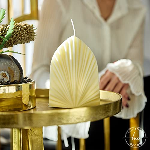 Luxanna Large Decorative Scented Palm Leaf Shaped Candle (White) - Handmade Aesthetic Candle For Home Decor - Minimal Soy Wax Scented Candles Ideal Gift For Your Beloved Ones, Birthday, Wedding, Etc. #TOP4