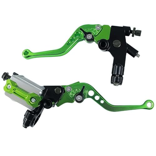 TRKIMAL Motorcycle Brake and Clutch Lever 7/8(22mm) Master Cylinder Reservoir Levers Universal Handlebar Brake (Green)