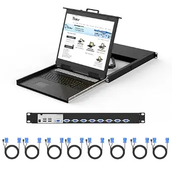 19-Inch Rack-Mount LCD KVM Console, 8-Port VGA, 1U