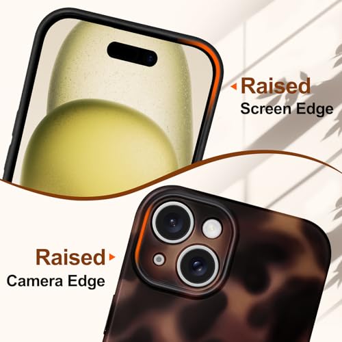 Hython for iPhone 15 Case Cute Matte Amber Leopard Print Cheetah Pattern Tortoise Shell Phone Cases for Women Men, Slim Anti-Scratch Soft TPU Bumper Shockproof Rubber Protective Cover, Brown Amber by Hython - Used condition - Image 4
