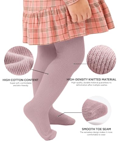 Image of Stelle Toddler Girls Tights Baby Cable Knit Stockings Thick Cotton Legging | Thick Cotton Legging, Winter Warm Pantyhose, Footed, Thermal, Ribbed, Sweater Panty Hose, Under Dress, 3 Pairs, 12-18 Months