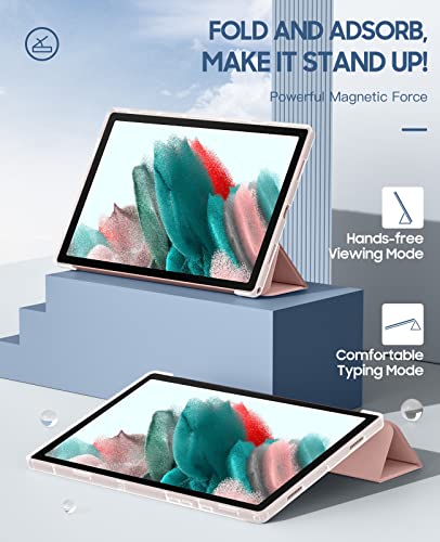 Dadanism Case For Samsung Galaxy Tab A8 10.5 Inch 2022 (Sm-X200/X205/X207), Flexible Tpu Translucent Back Shell Ultra Slim Lightweight Trifold Stand Cover With Auto Sleep/Wake For Galaxy Tab A8, Pink #TOP4