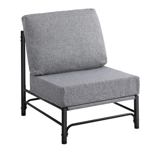 HollyHOME Mid Century Modern Accent Chair, Comfy Reading Chair with Soft Cushion, Metal Frame Fabric Large Lazy Chair, Upholstered Lounge Sofa Chairs for Living Room, Bedroom, Balcony, Black