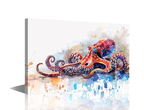 Toile murale pieuvre aquarelle décoration murale salon et chambre