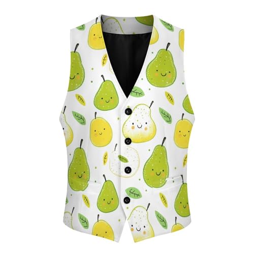 Pear Fruit Pattern Trendy Vest Suit for Men V Neck Formal Dress Waistcoat Vests Business Slim Fit3