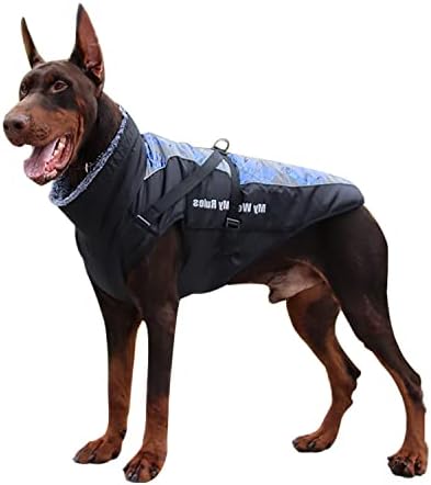 Dog Jacket with Harness Large Dogs Coats Waterproof, Dog harness Coats warm Winter Clothes Windproof Reflective Pet Vest Cotton Padded Cozy Cold Weather Dog Apparels for Medium Large Dogs Grey 2XL