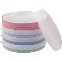 Elk and Friends Kids 7.8 Porcelain White Plates with Silicone Sleeves + Lids | Suitable for Babies/Toddlers | Microwave & Dishwasher Safe | Non Slip Dinnerware | Snack Dishes | 4 Pack