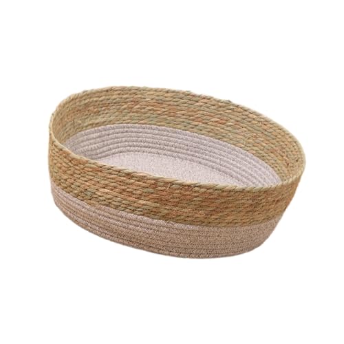 JISADER Cama para Gatos, Cesta Tejida, Cama para Gato Resistente al Desgaste, casa para Mascotas de Verano, Cesta Redonda de Mimbre para Gatos, Nido para, s