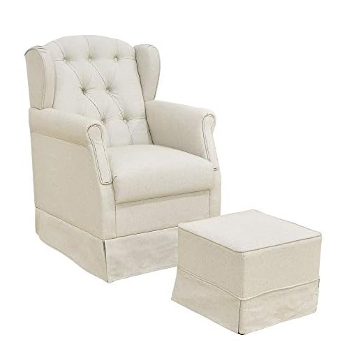Poltrona de Amamentação com Balanço e Puff Lívia Linho Bege - Phoenix