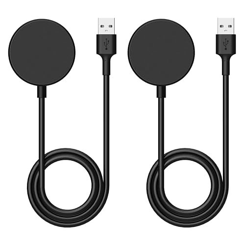 [2-Pack] Charger Cable Compatible with Samsung Galaxy Watch 6/6 Classic/5/5 Pro/4/4 Classic/3/Active/Active Wireless Charging Dock, Replacement Charging Dock 3.3ft, Black