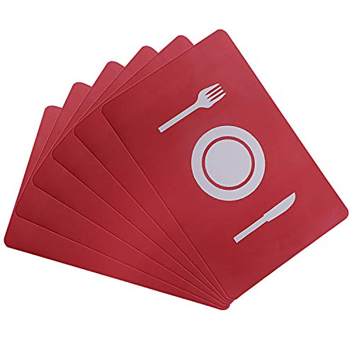 Heart Home Plate Design PVC 6 Pieces Dining Table Placemat Set (Red) CTHH01777