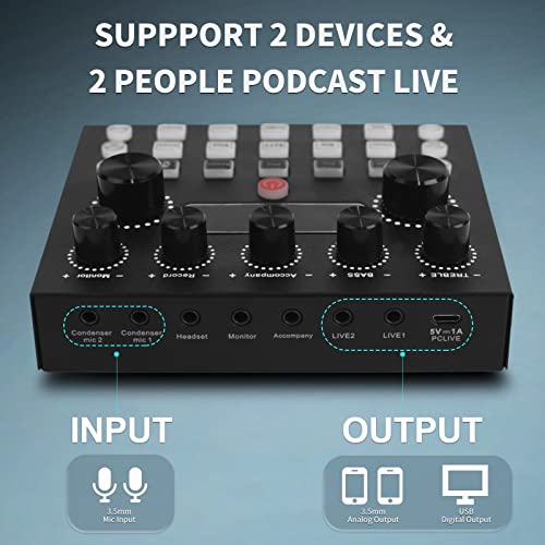 Podcast Equipment Bundle,Audio Interface With Dj Mixer And Condenser Microphone, All-In-One Audio Mixer Perfect For Pc/Phone/Laptop,Recording,Streaming,Gaming #TOP5