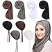 4 Pieces Women Chiffon Scarves and 4 Pieces Hijab Caps Long Shawl Soft Scarf Wrap Scarves Islamic Muslim Underscarf Turban Caps Sleep Hats with Tie Back Closure for Long Hair for Girls