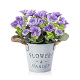 HOTLIKE Künstliche Pflanzen Deko Blumen, Künstliche Blumen für Außen Innen Kunstpflanzen im Topf, Kunstblumen Basteln für Home Deko, Zimmerdeko, Wanddekoration, Büro, Küche, Garten (Lila)