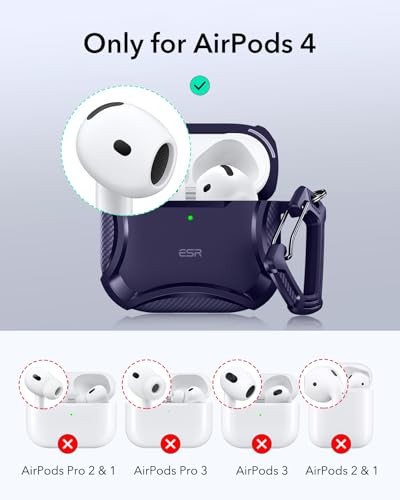 Image of ESR for AirPods 4 Case, Compatible with AirPods 4th Generation Case (2024), Compatible with MagSafe, Powerful Drop Protection, Magnetic Lid, Cyber Series, Purple